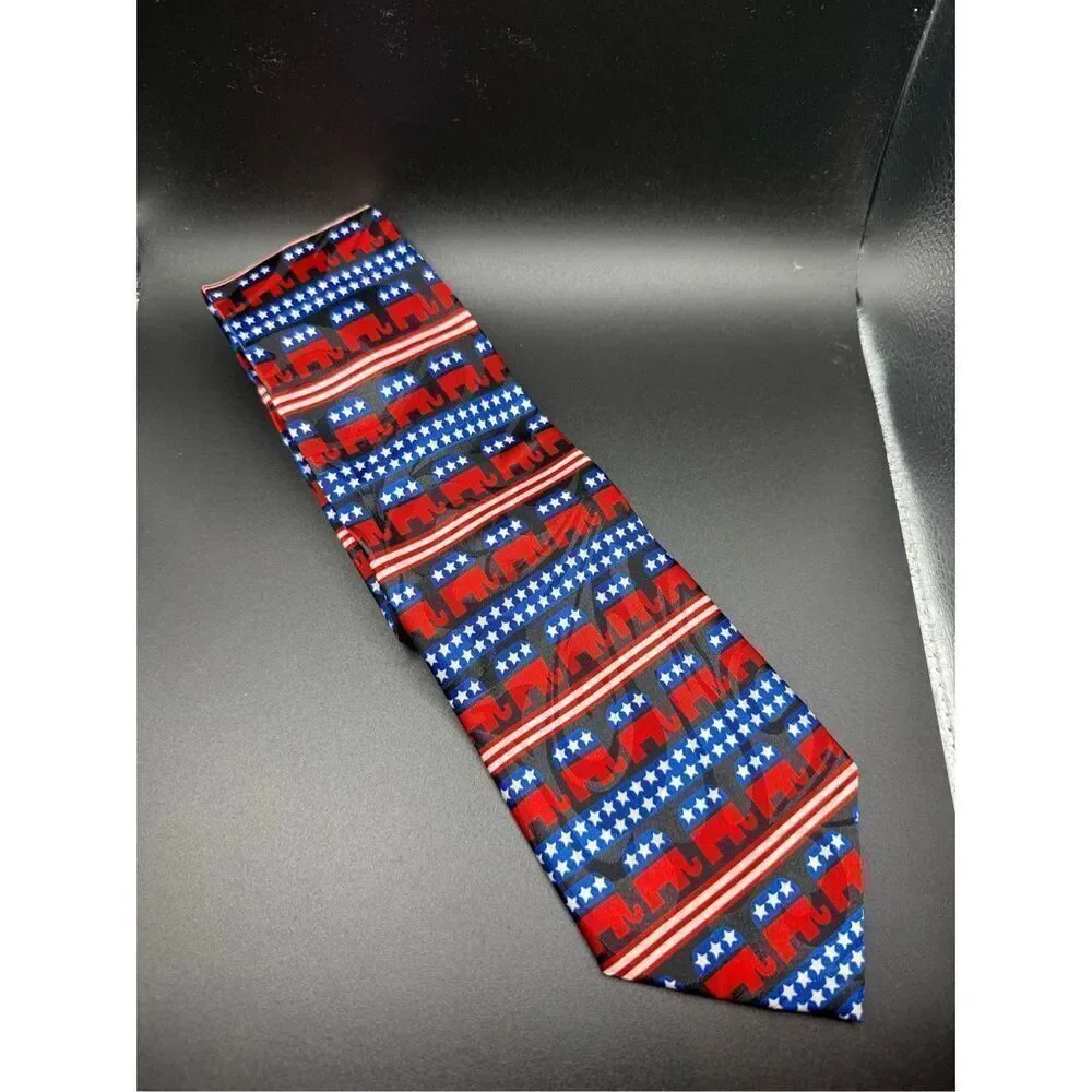 Steven Harris Republican Party Novelty Tie Elephant Red/White/Blue